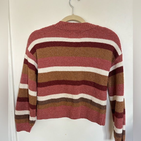 Pink & Brown Striped Crop Sweater - Picture 2 of 3